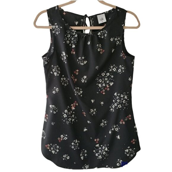 Cabi Misty Sleeveless Ditsy Floral Top Black Multicolour - Picture 2 of 6